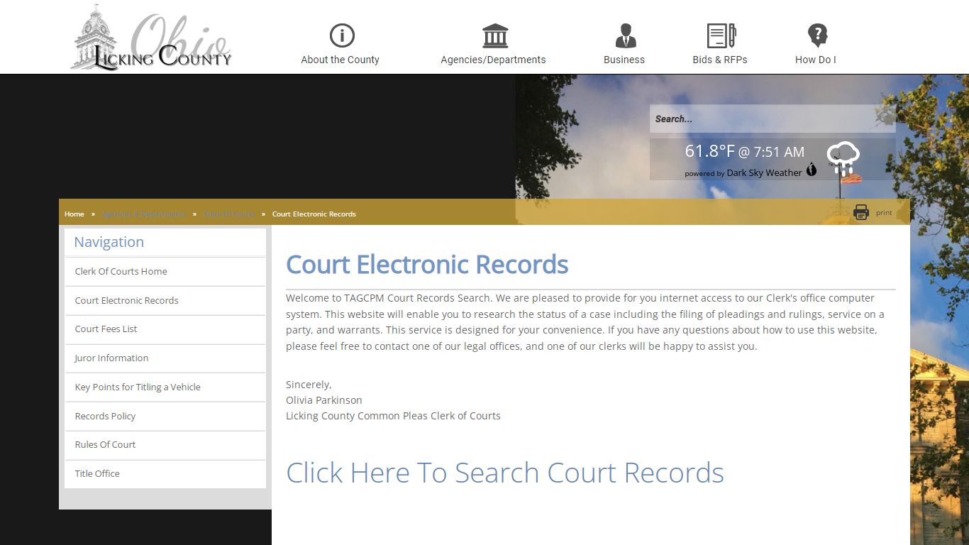 Court Electronic Records - Licking County, Ohio