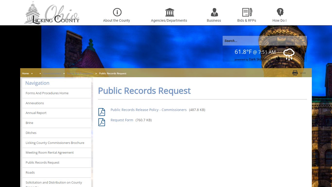 Public Records Request - Licking County, Ohio